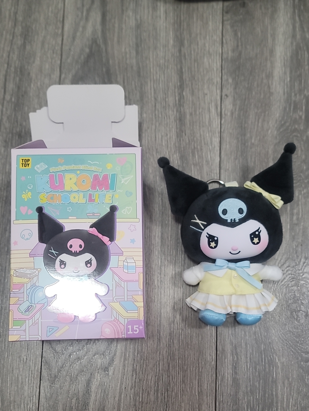 Sanrio Kuromi Black & Yellow Cute School Outfit Plush Keychain Collectable Toy